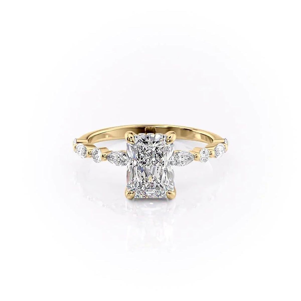 Sterling Silver with Yellow Gold Plated Moissanite Ring-1