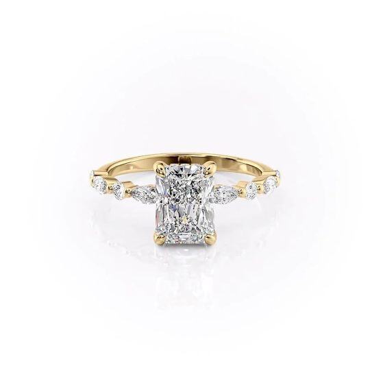 Anel de moissanite banhado a ouro amarelo e prata esterlina