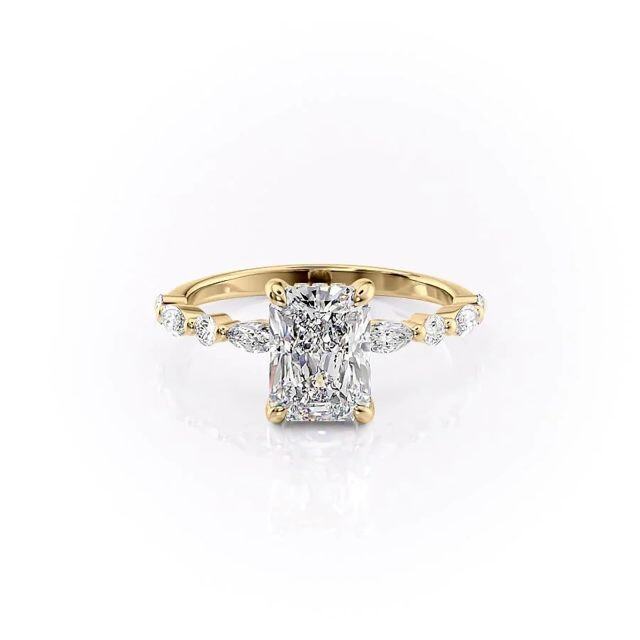 Bague en argent sterling avec moissanite plaquée or jaune-3