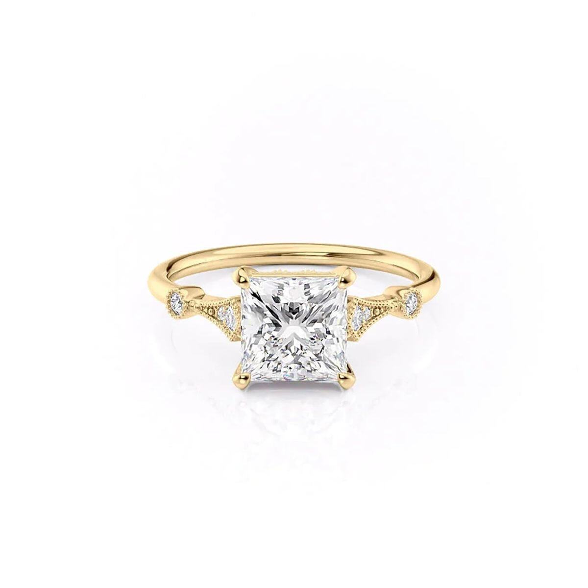 Sterling Silver with Yellow Gold Plated Moissanite Ring-1