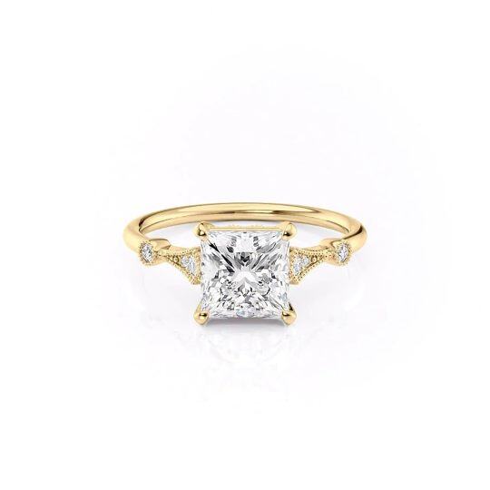 Anel de moissanite banhado a ouro amarelo e prata esterlina