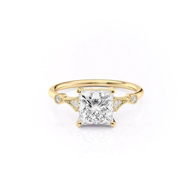 Sterling Silver with Yellow Gold Plated Moissanite Ring-1