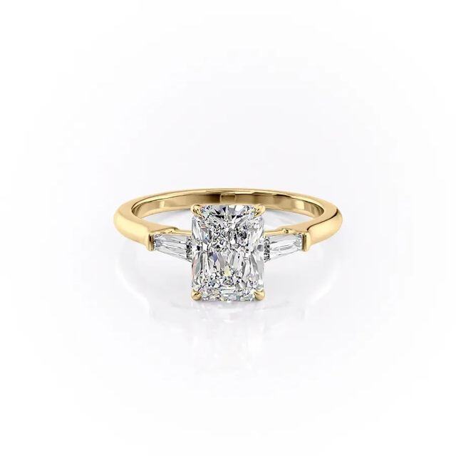 Sterling Silver with Yellow Gold Plated Moissanite Ring-1