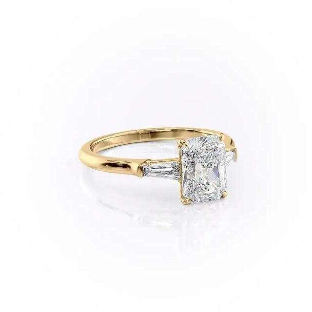 Sterling Silver with Yellow Gold Plated Moissanite Ring-3