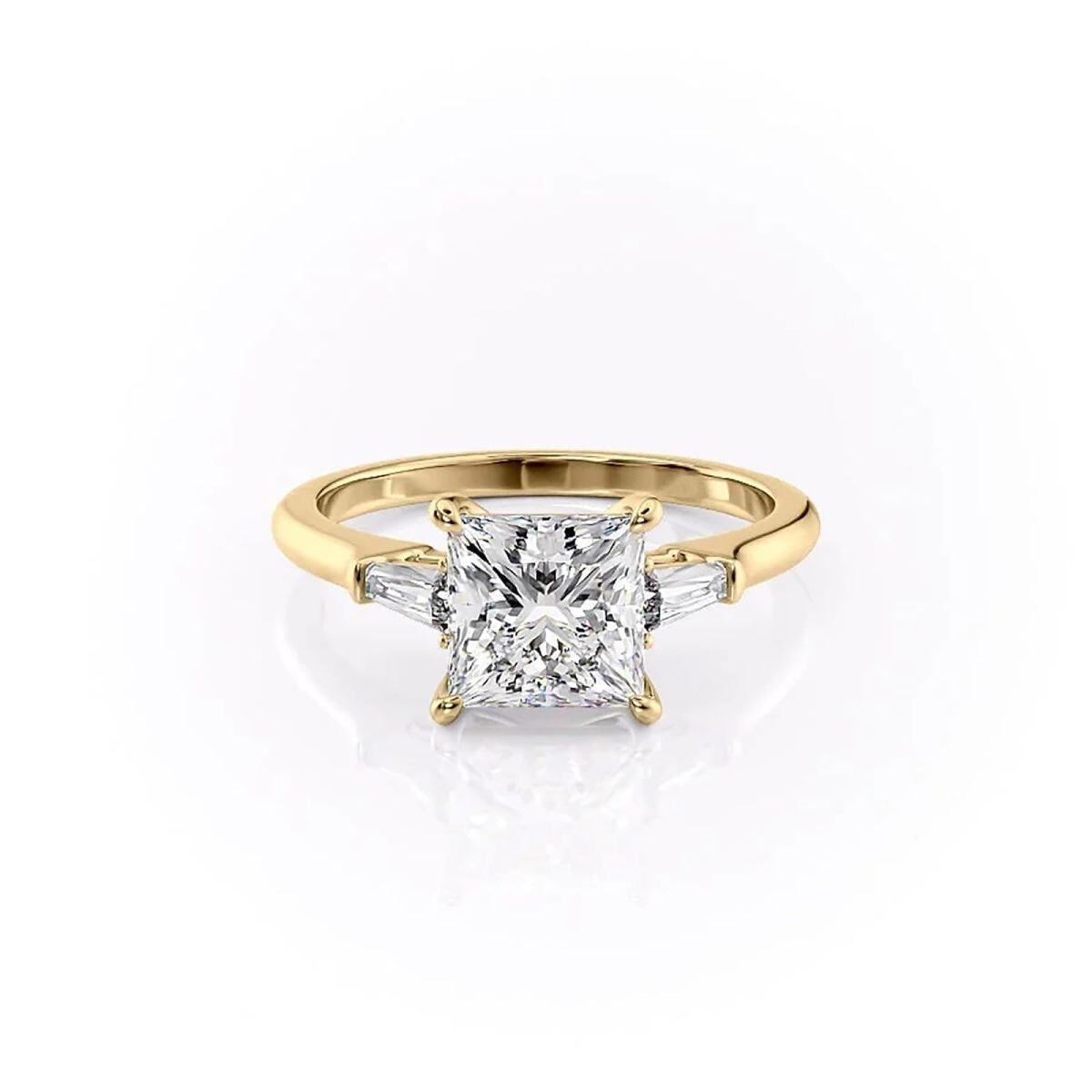 Sterling Silver with Yellow Gold Plated Moissanite Ring-1