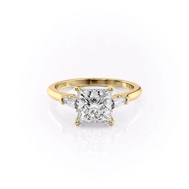 Sterling Silver with Yellow Gold Plated Moissanite Ring-3