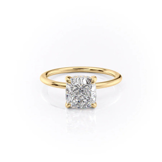 Sterling Silver with Yellow Gold Plated Moissanite Ring-4