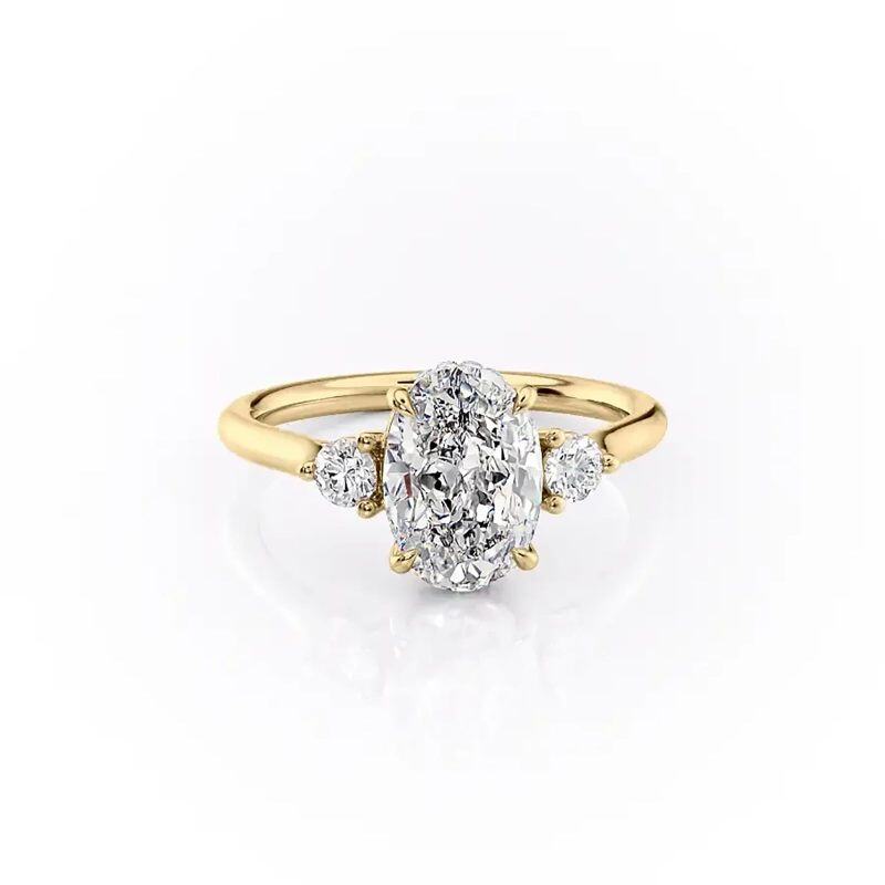 Sterling Silver with Yellow Gold Plated Moissanite Ring-2