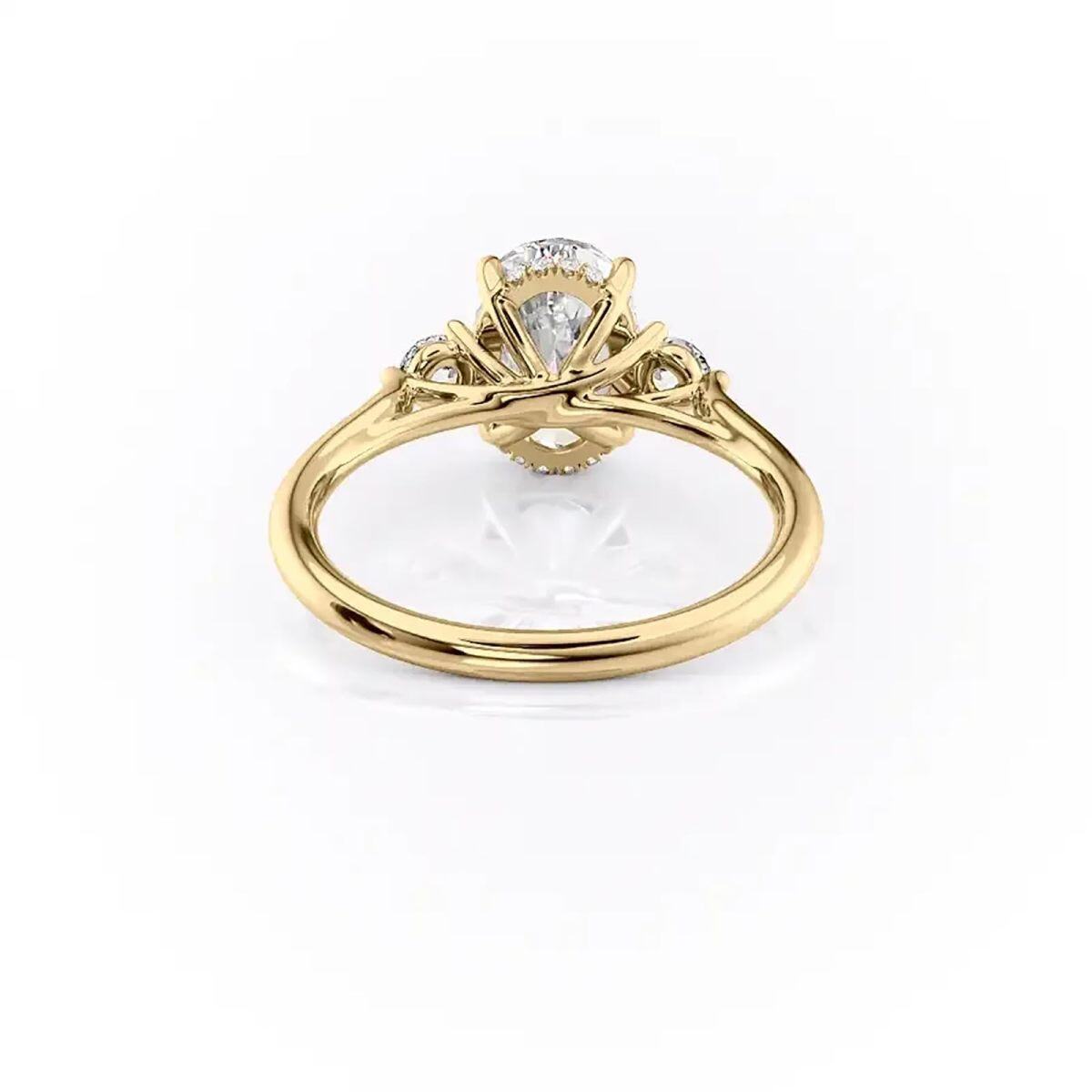 Bague en argent sterling avec moissanite plaquée or jaune-3