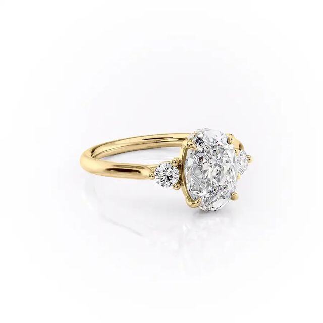 Sterling Silver with Yellow Gold Plated Moissanite Ring-4