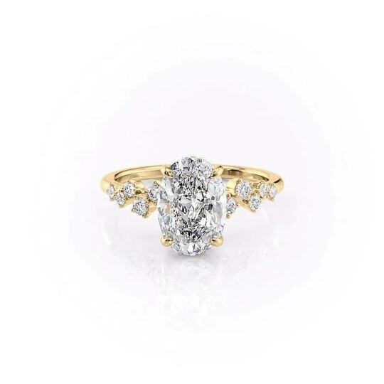 Anello in argento sterling con moissanite placcato oro giallo