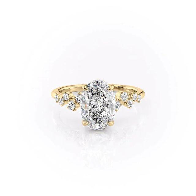 Anello in argento sterling con moissanite placcato oro giallo-1