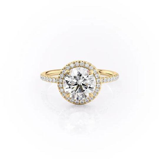 Anel de moissanite banhado a ouro amarelo e prata esterlina