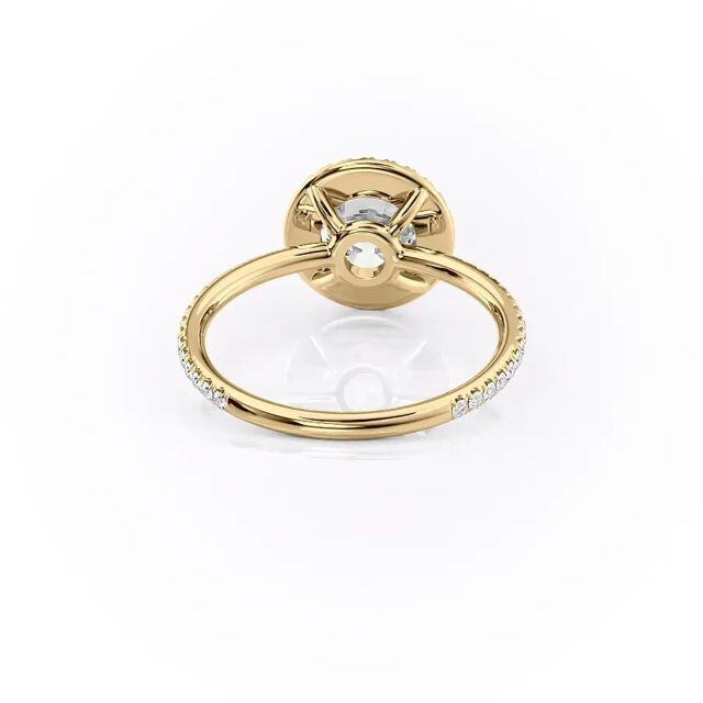 Sterling Silver with Yellow Gold Plated Moissanite Ring-4