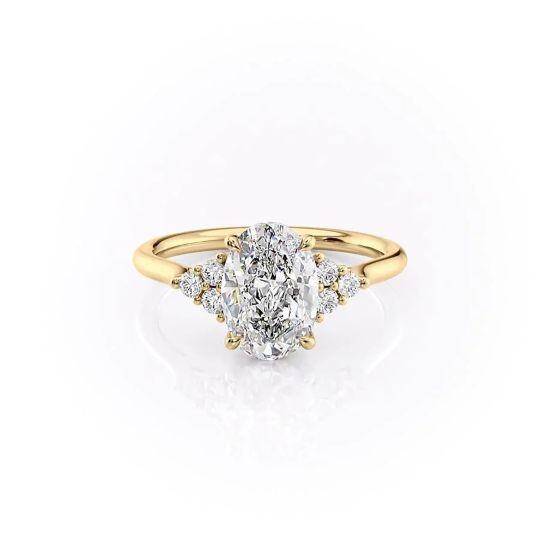 Anel de moissanite banhado a ouro amarelo e prata esterlina