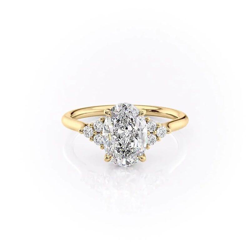 Anel de moissanite banhado a ouro amarelo e prata esterlina-8