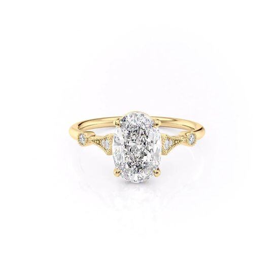 Anel de moissanite banhado a ouro amarelo e prata esterlina