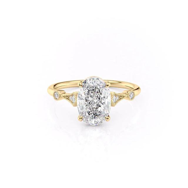 Sterling Silver with Yellow Gold Plated Moissanite Ring-3