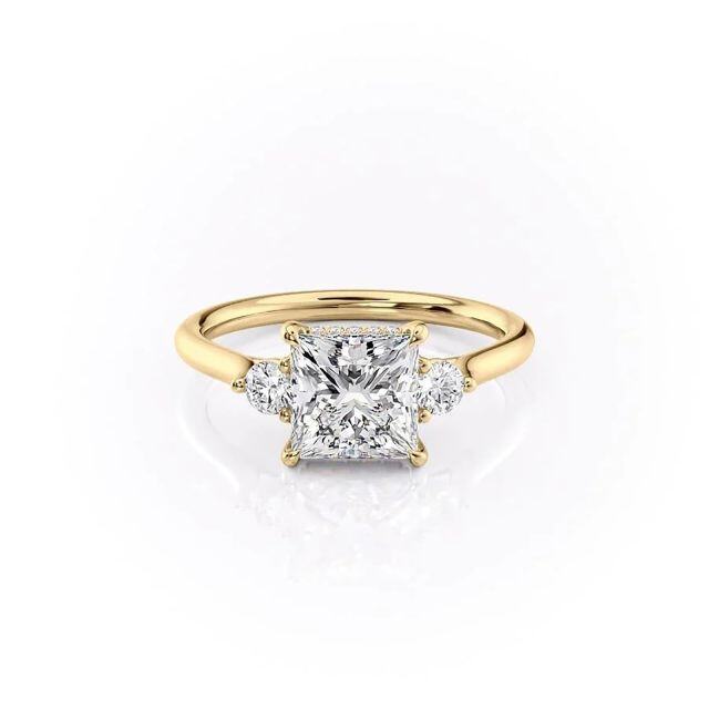 Sterling Silver with Yellow Gold Plated Moissanite Ring-1