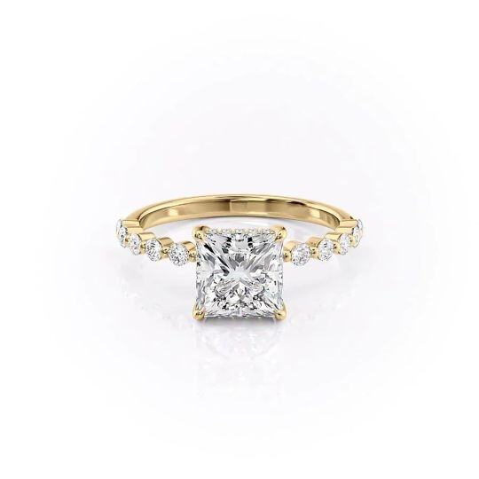 Sterling Silver with Yellow Gold Plated Moissanite Ring