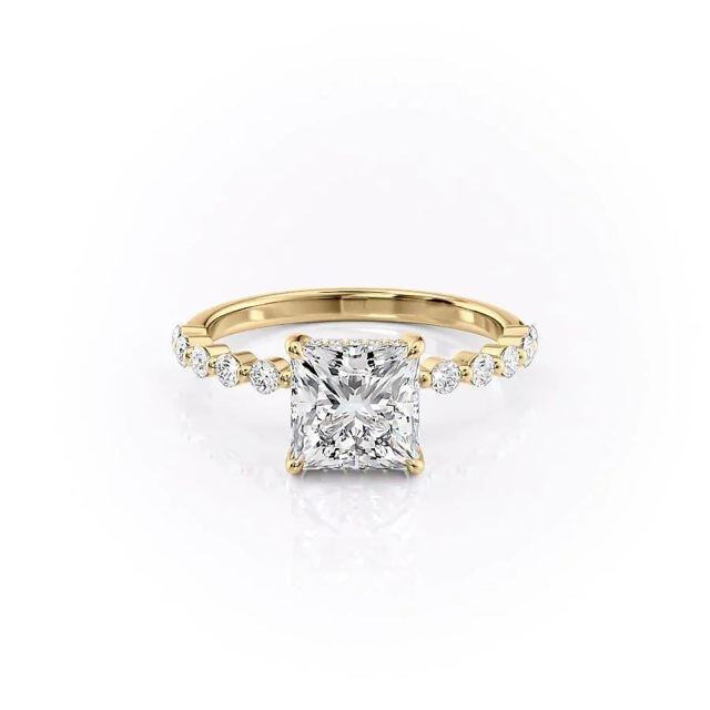 Sterling Silver with Yellow Gold Plated Moissanite Ring-1