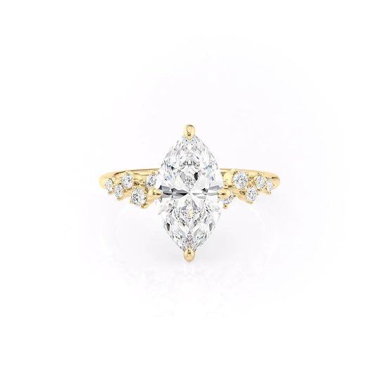 Anel de moissanite banhado a ouro amarelo e prata esterlina