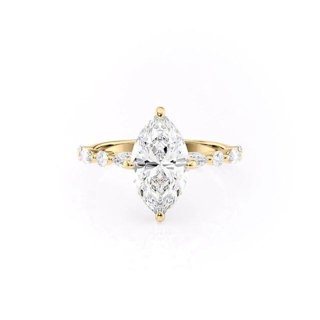 Sterling Silver with Yellow Gold Plated Moissanite Ring-3