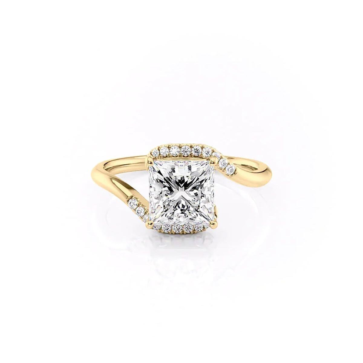 Bague en argent sterling avec moissanite plaquée or jaune-3