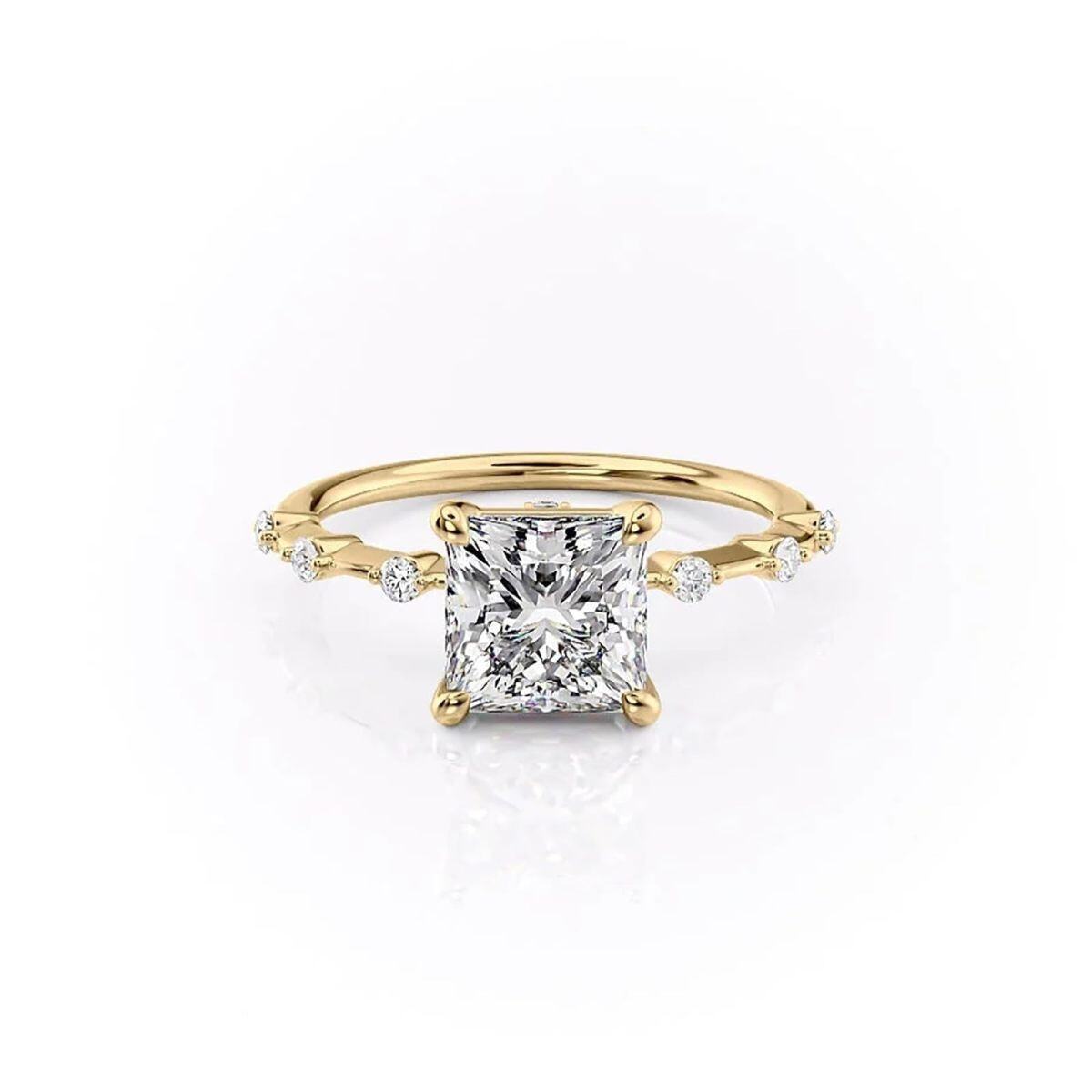 Sterling Silver with Yellow Gold Plated Moissanite Ring-1