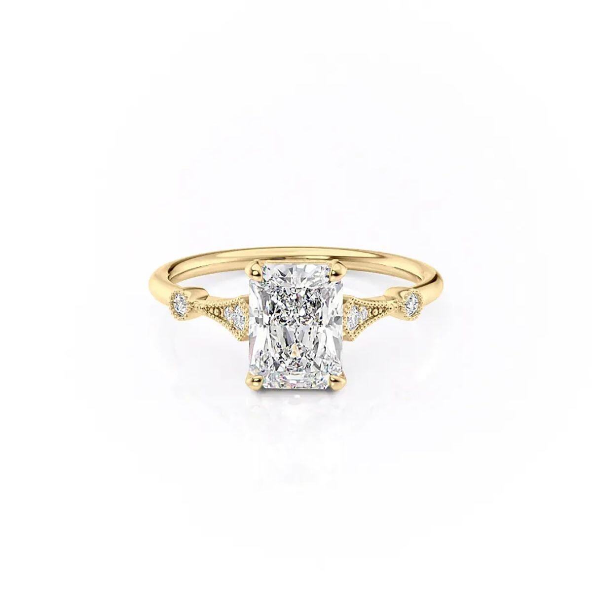 Sterling Silver with Yellow Gold Plated Moissanite Ring-1