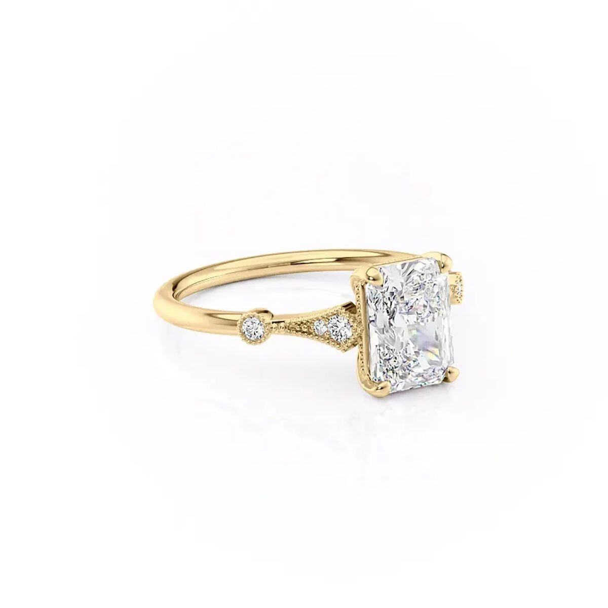 Sterling Silver with Yellow Gold Plated Moissanite Ring-2