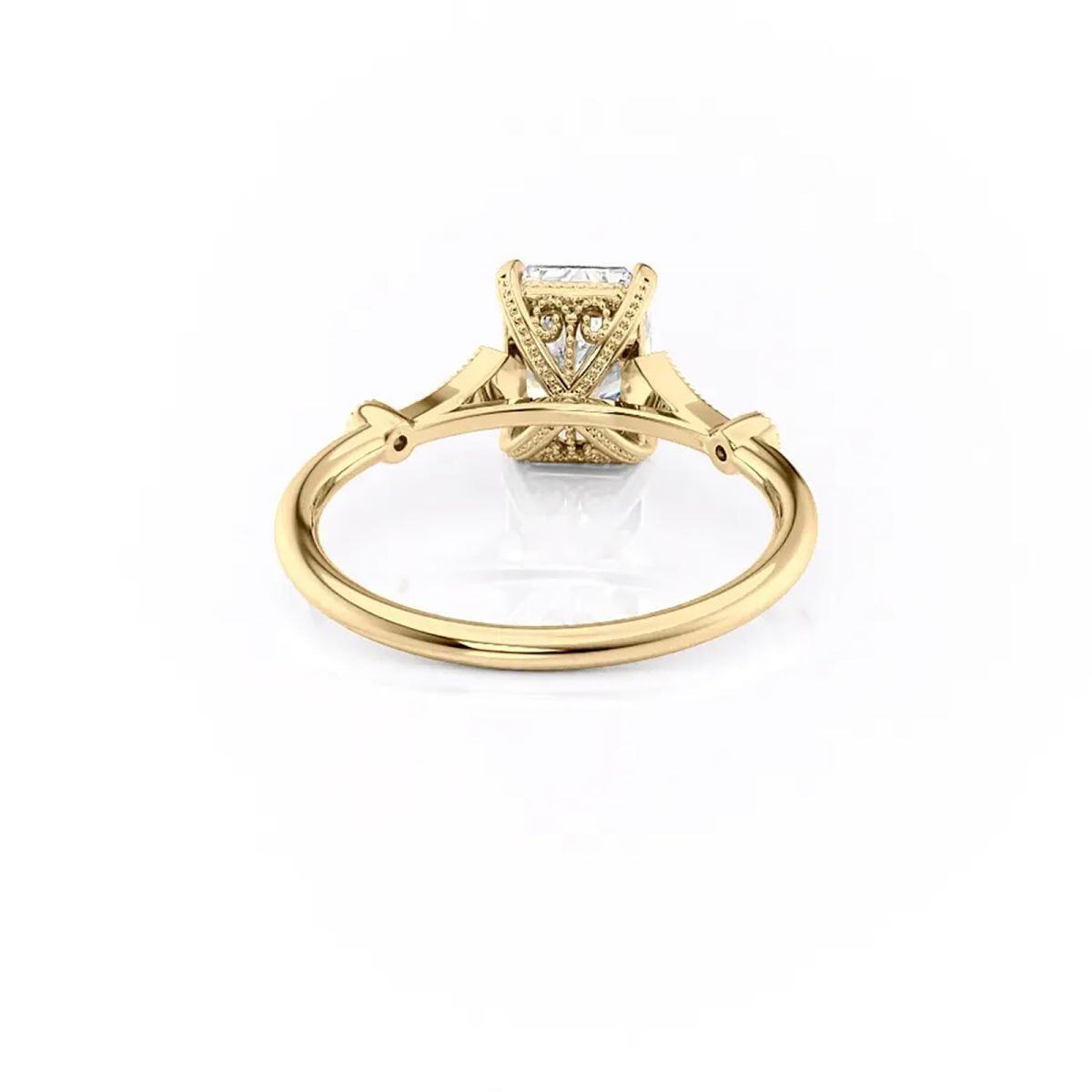 Sterling Silver with Yellow Gold Plated Moissanite Ring-3