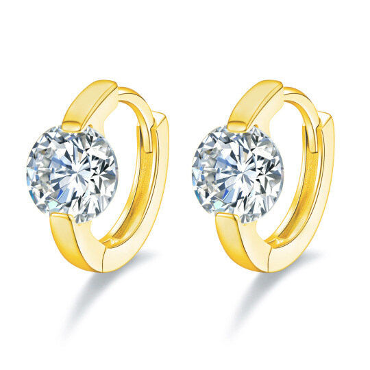 10K Gold Moissanite Round Hoop Earrings