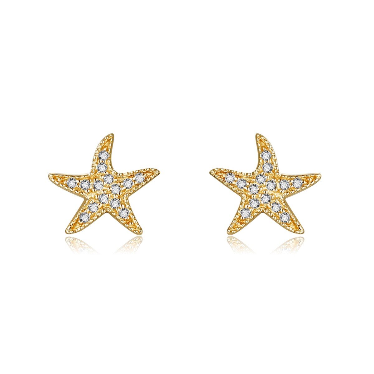 14K Gold Moissanite Starfish Stud Earrings-1