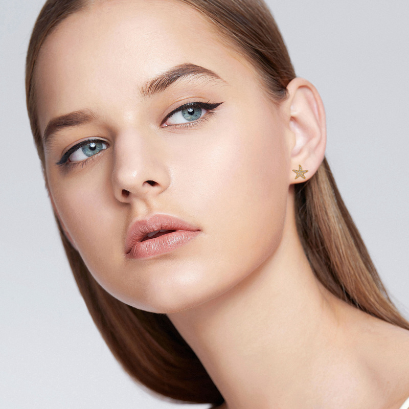 10K White Gold Moissanite Starfish Stud Earrings-2