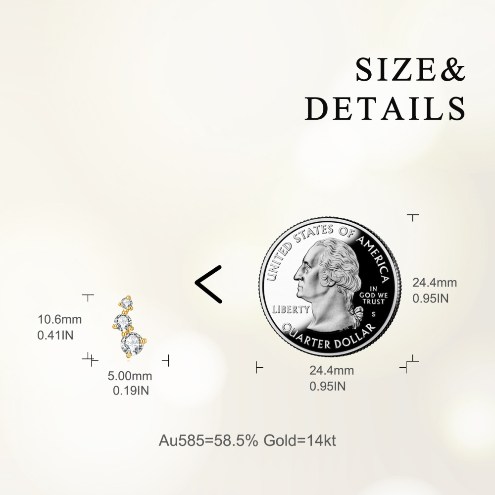 10K Gold Moissanite Stud Earrings-5