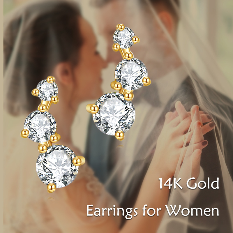 10K Gold Moissanite Stud Earrings-6