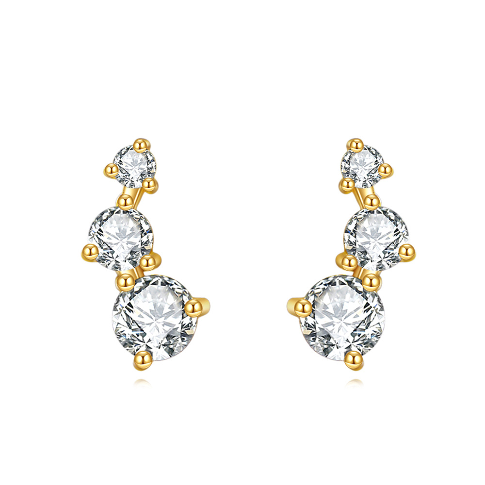 10K Gold Moissanite Stud Earrings-1