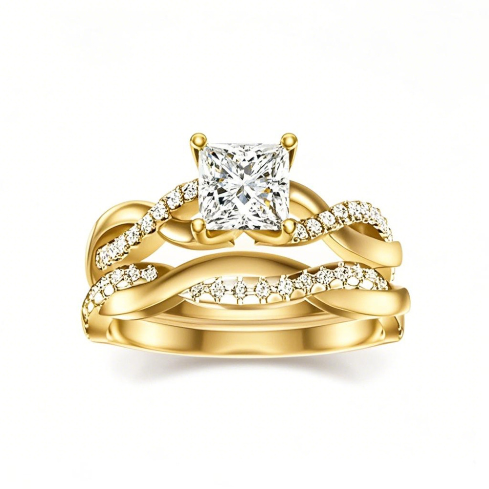 10K Gold Moissanite Wedding Ring-1