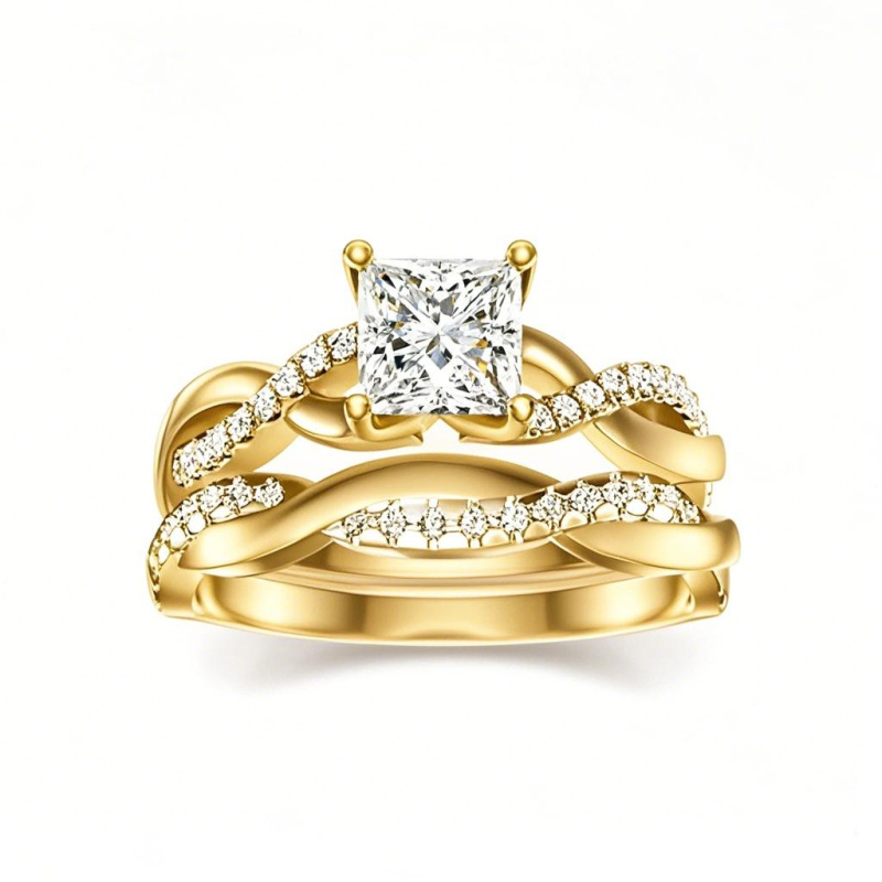 18K Gold Moissanite Wedding Ring-1