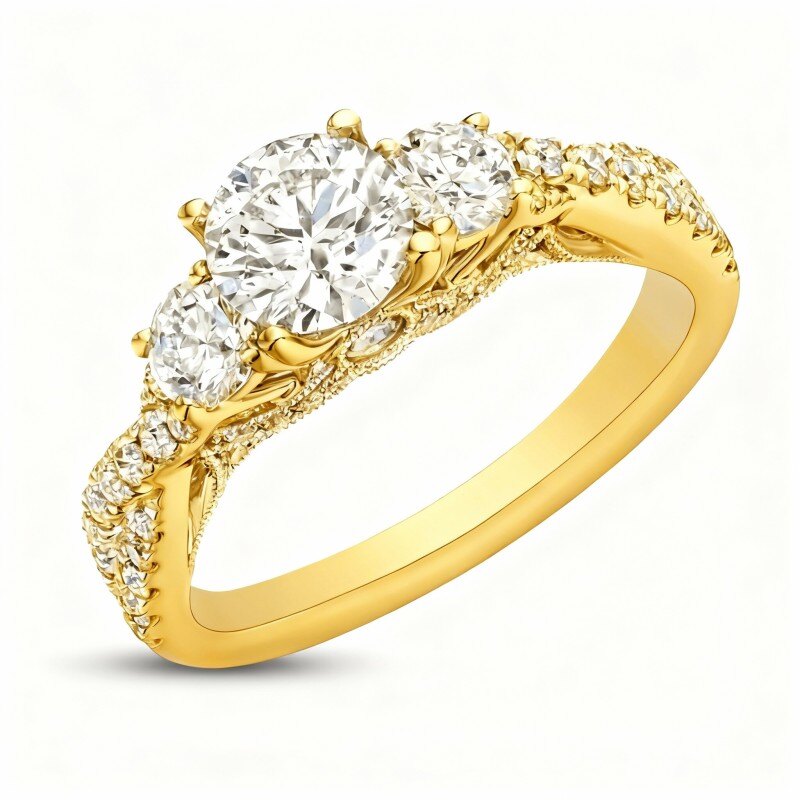 10Kゴールドモアッサナイトの結婚指輪-1