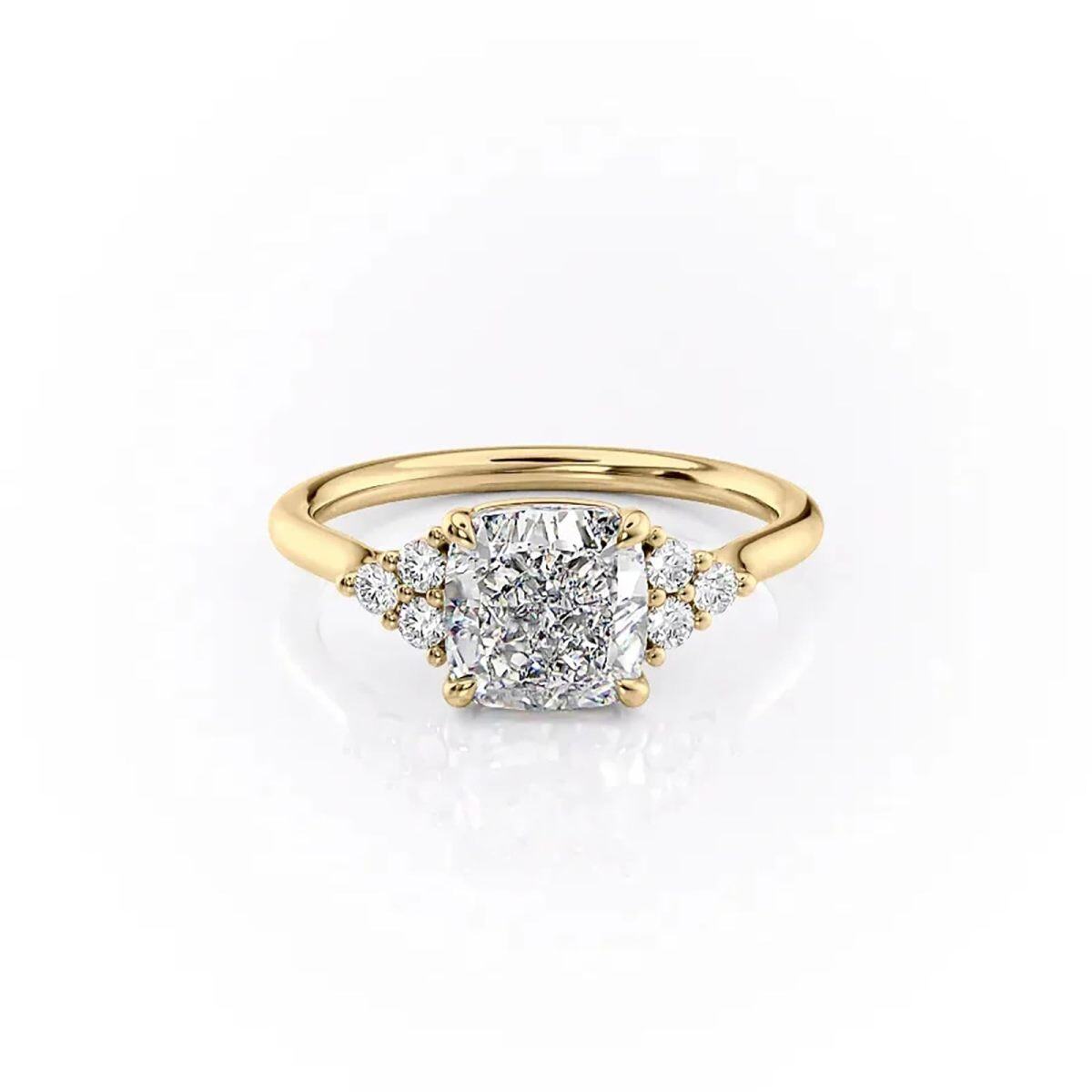 Sterling Silver with Yellow Gold Plated Moissanite Wedding Ring-1