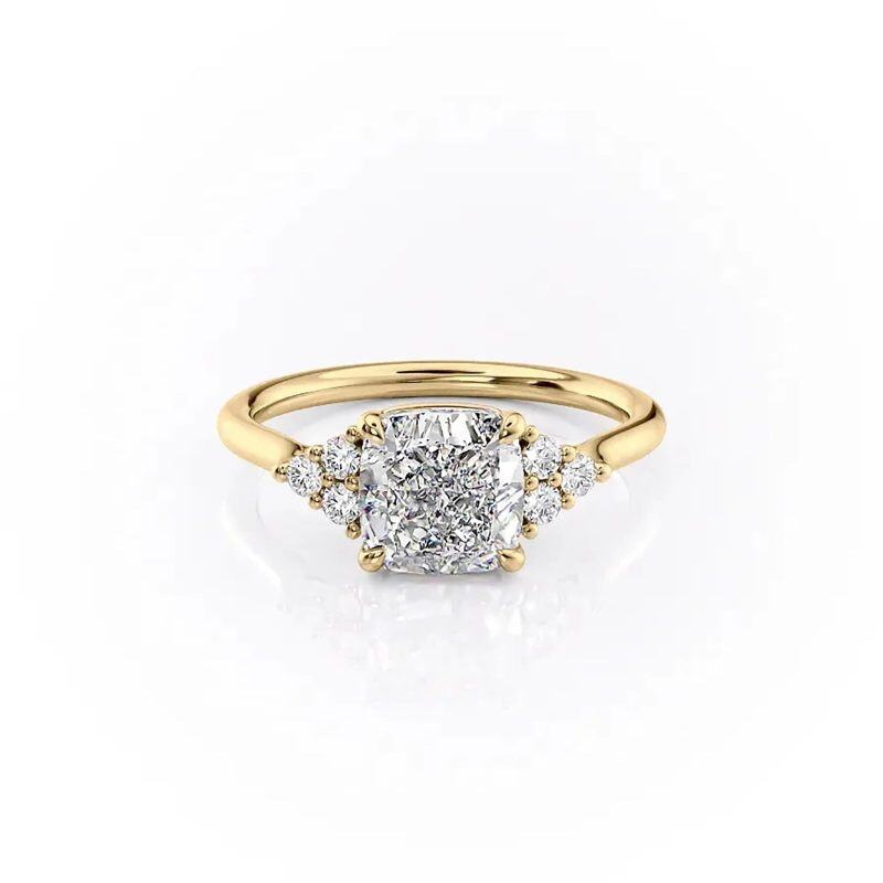 Sterling Silver with Yellow Gold Plated Moissanite Wedding Ring-9