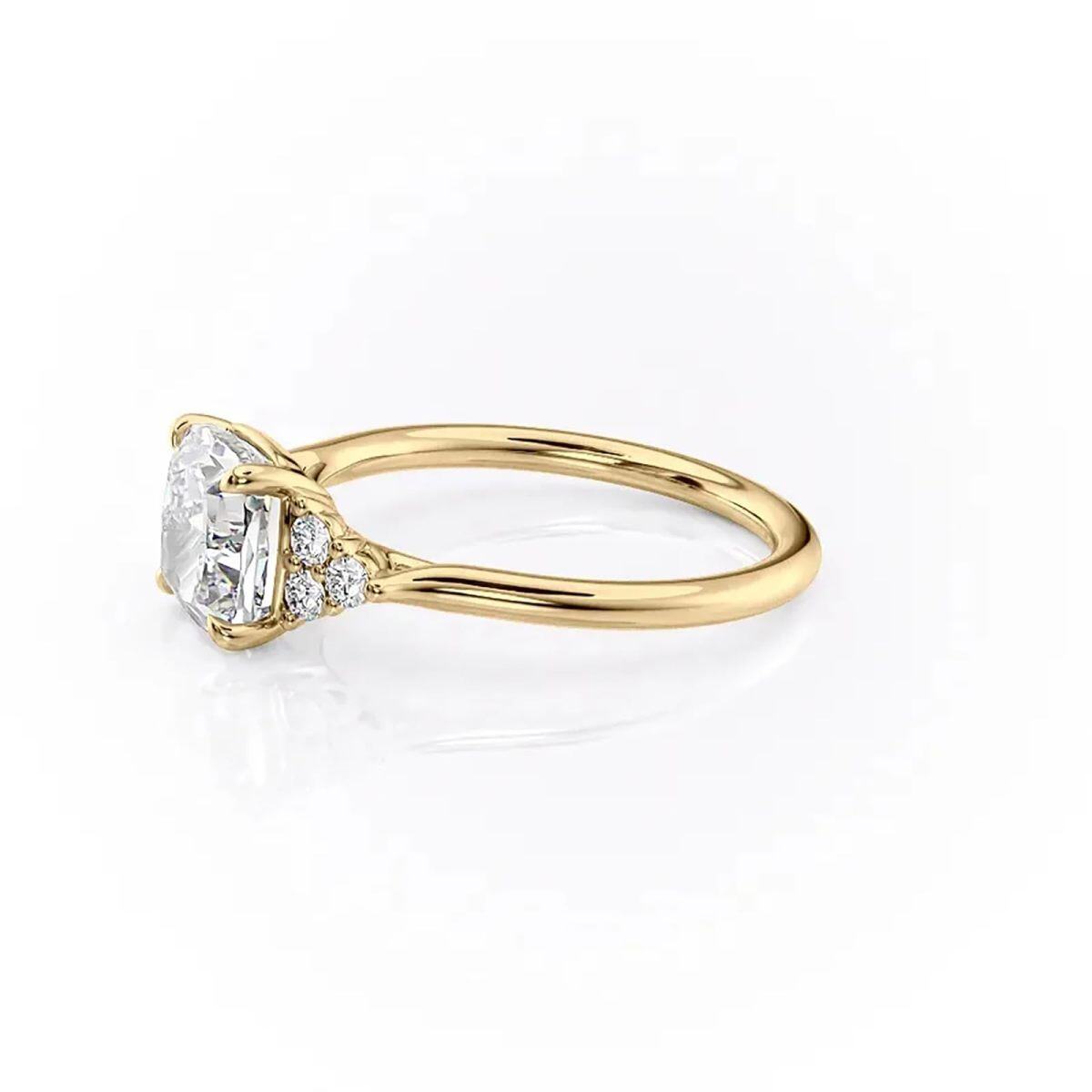 Sterling Silver with Yellow Gold Plated Moissanite Wedding Ring-3