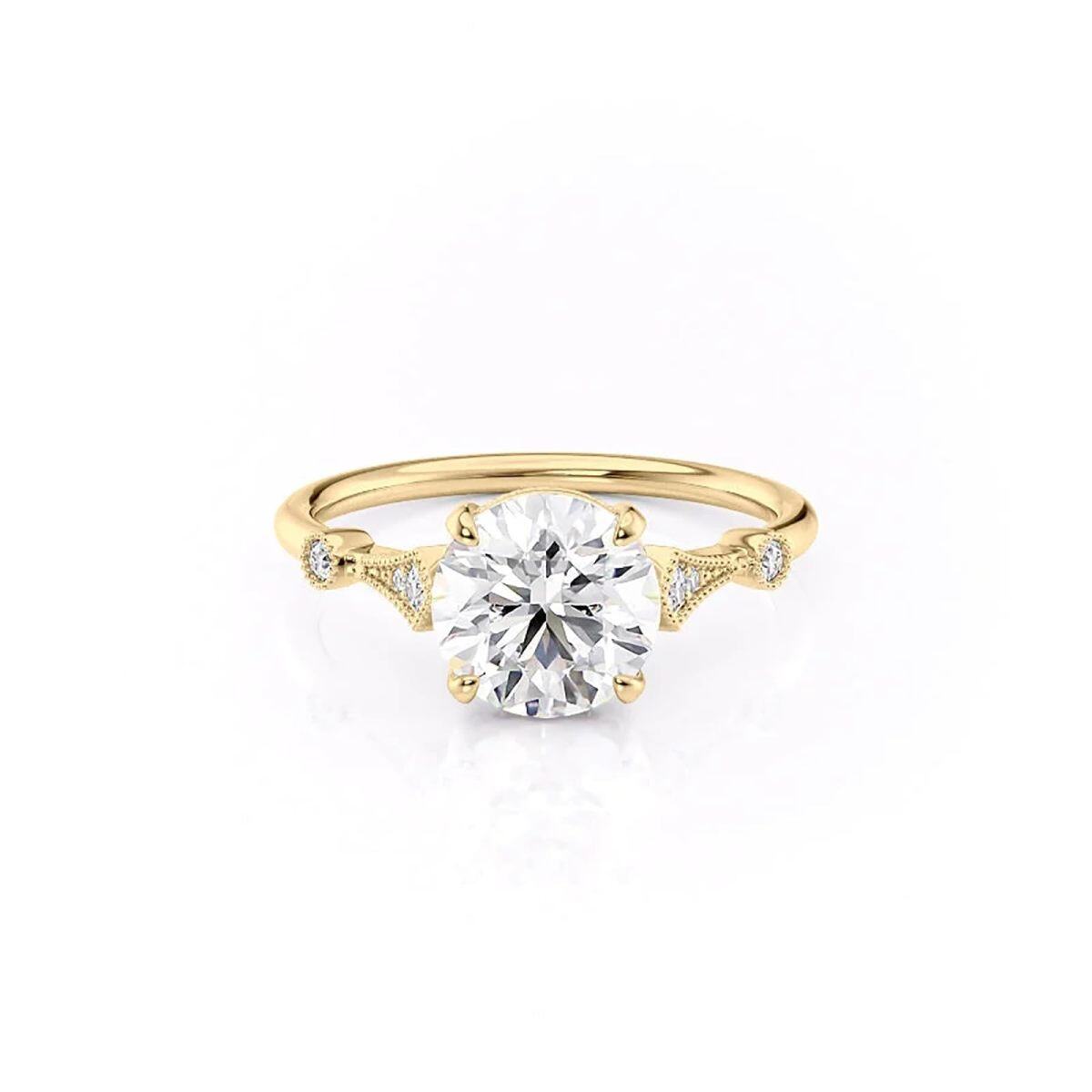 Sterling Silver with Yellow Gold Plated Moissanite Wedding Ring-1