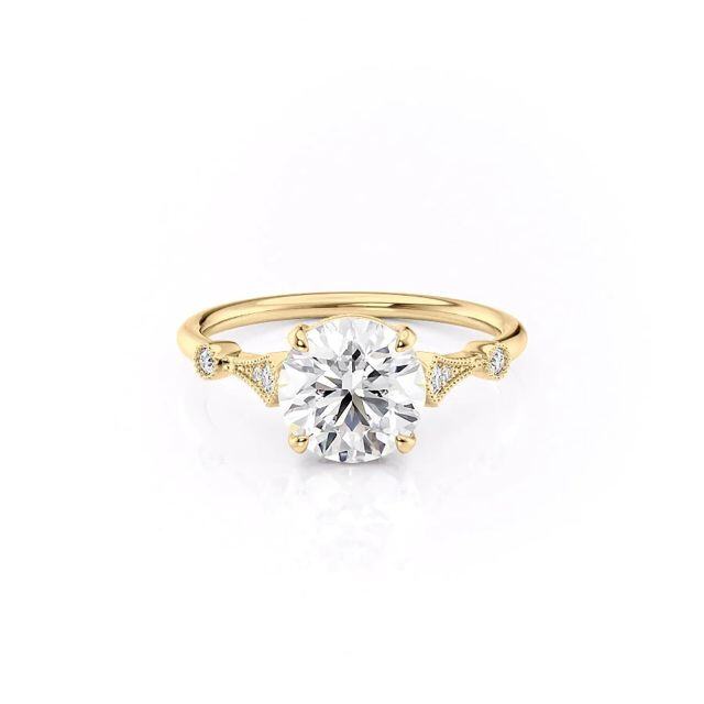 Sterling Silver with Yellow Gold Plated Moissanite Wedding Ring-3