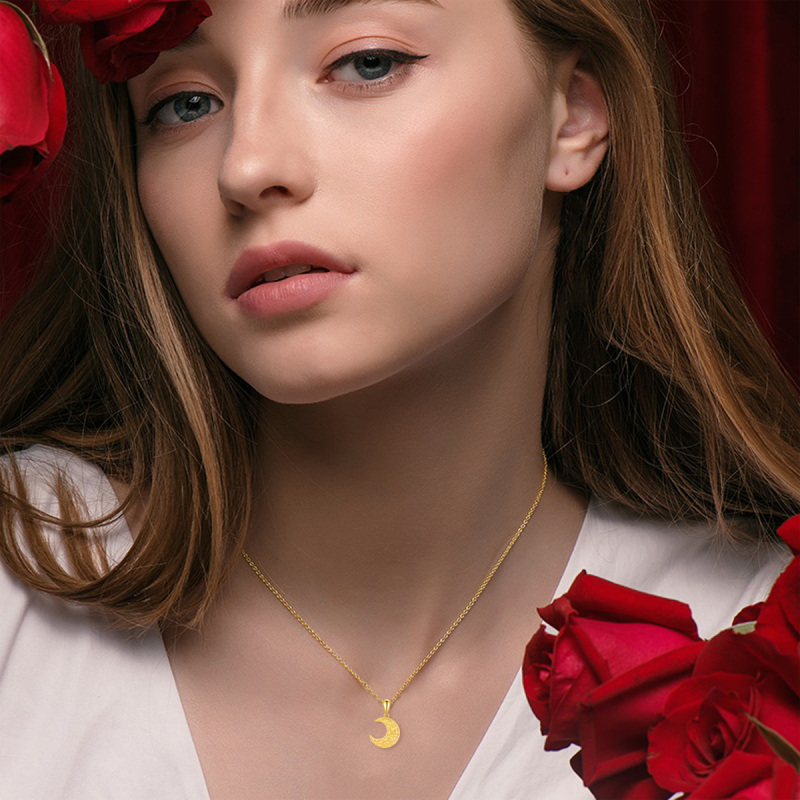 Collar con colgante de luna de oro blanco de 10 quilates-2