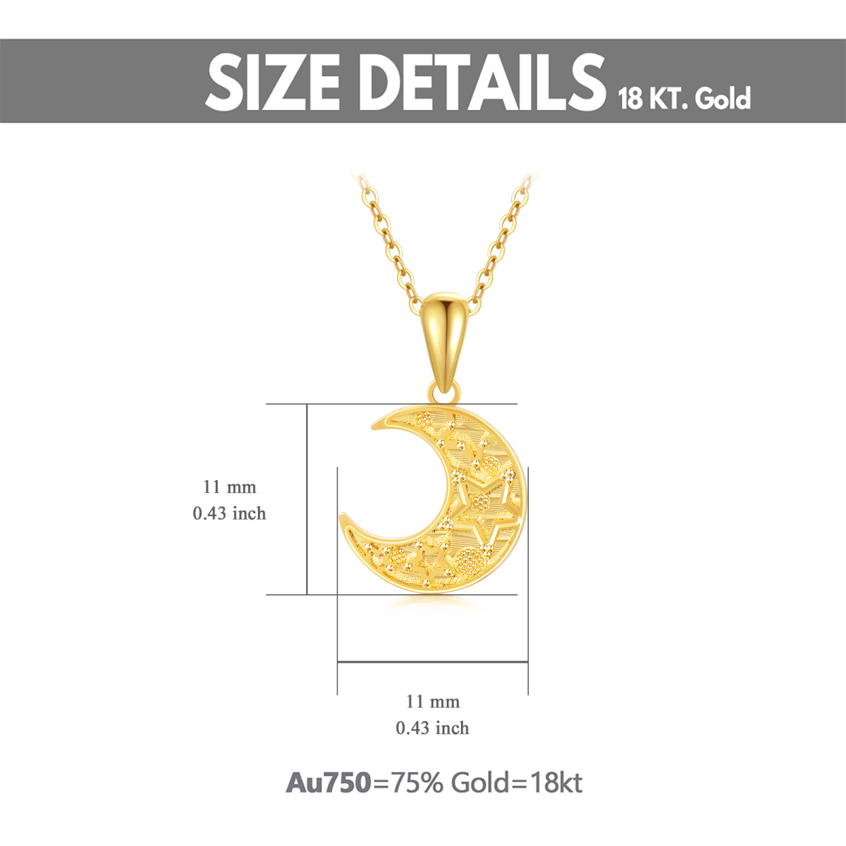 Collier pendentif lune en or 18K-5