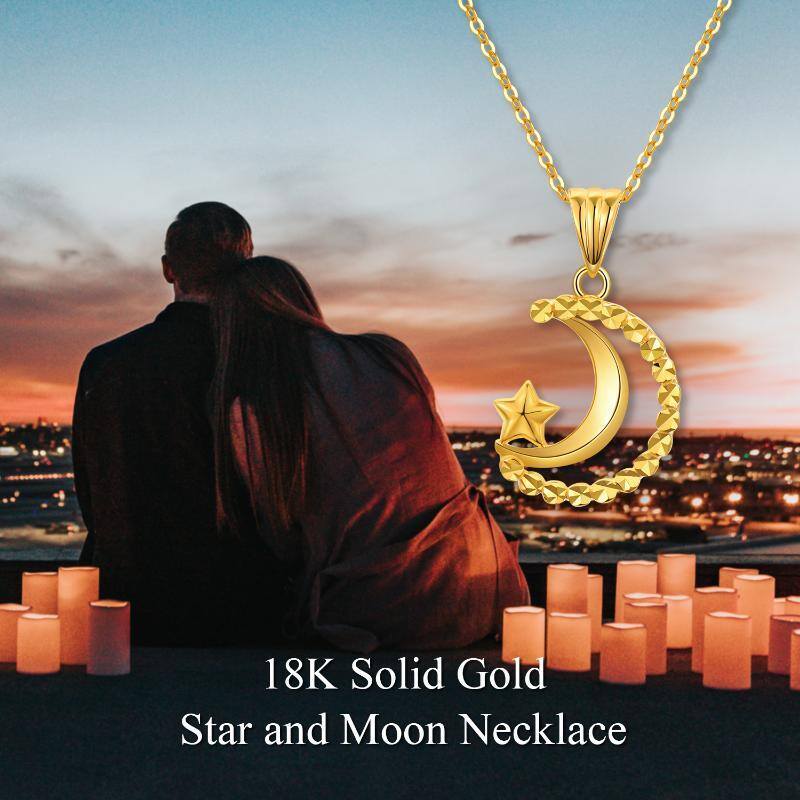 10K Gold Moon & Star Pendant Necklace-6