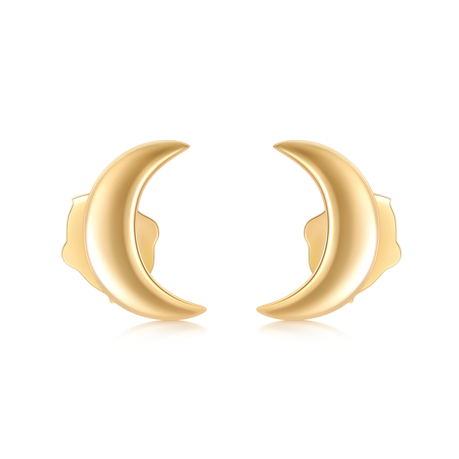 18K Gold Moon Stud … - image